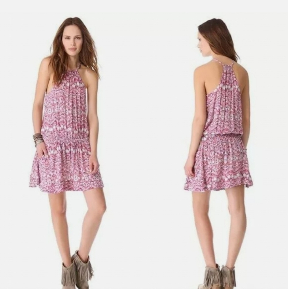 Free People Simone Batik Print Dropwaist Dress Halter, Sz Small